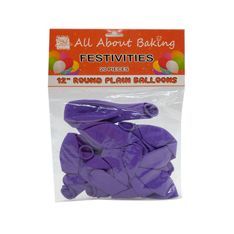 I.AAB Plain Solid Color Balloons 12" (Violet)