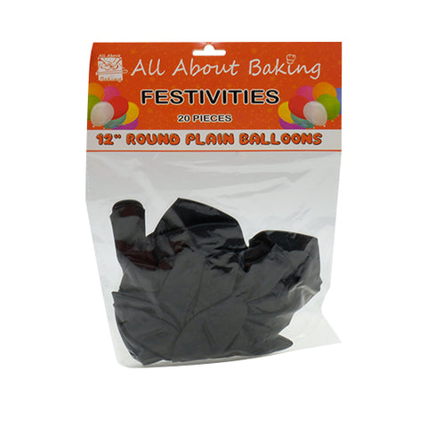 I.AAB Plain Solid Color Balloons 12" (Black)