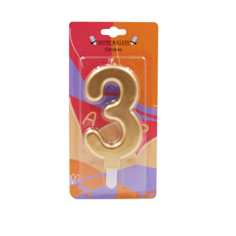 AAB Jumbo Gold Number Candle #3