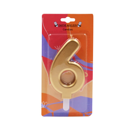 AAB Jumbo Gold Number Candle #6