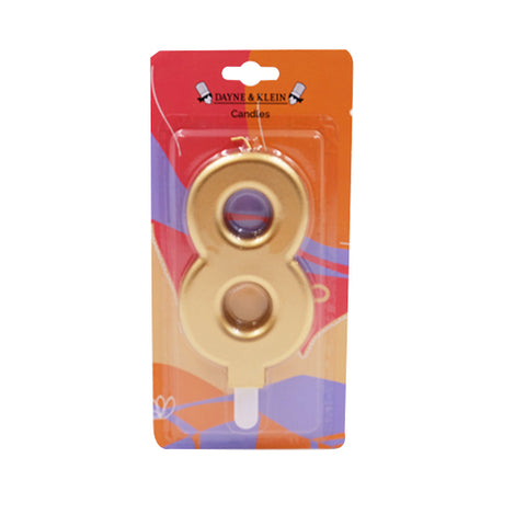 AAB Jumbo Gold Number Candle #8