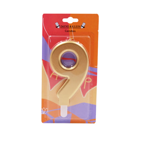 AAB Jumbo Gold Number Candle #9
