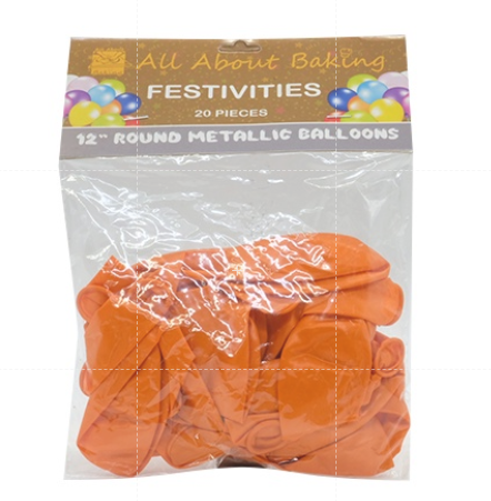 I.AAB Round Metallic Balloons 12"(Orange)