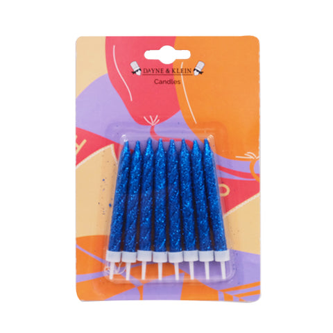 All About Baking - AAB Glitter Candle w/ Holder 8's (Blue)