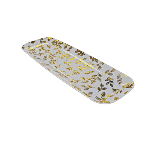 All About Baking - Reusable Rectangular Platter-Leaf/Splatter Gold & Silver