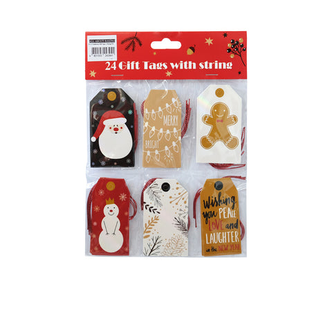 P111 Christmas Gift Tags with Strings 24s