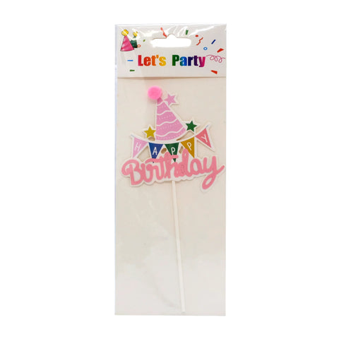 I.HBD Party Hat & Banderitas Cake Topper