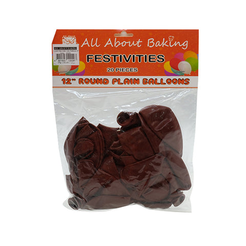 I.AAB Plain Solid Color Balloons 12" (Brown)