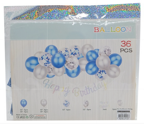 I.36pcs Confetti&Metallic Balloon Set-Blue