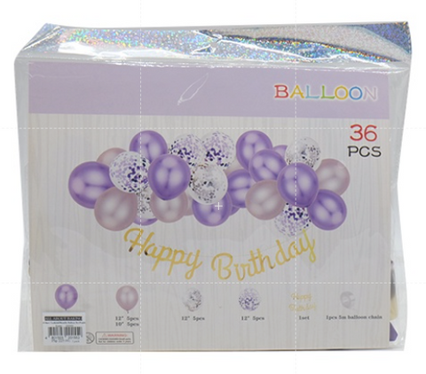 I.36pcs Confetti&Metallic Balloon Set-Purple