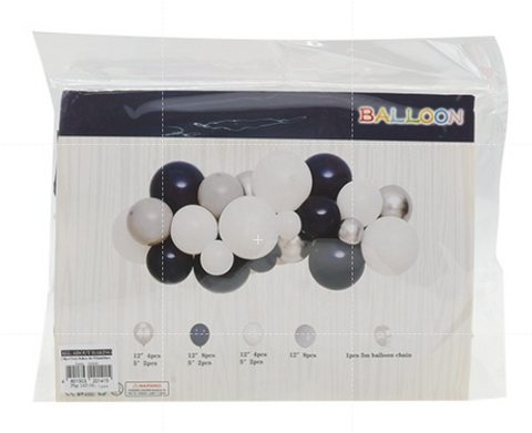 I.30pcs Party Balloon Set-White&Black