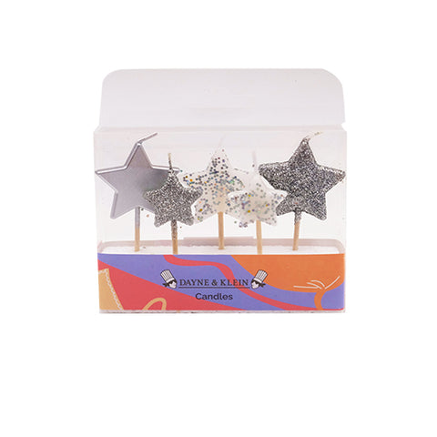 All About Baking - AAB Metallic Star Candle (Silver)